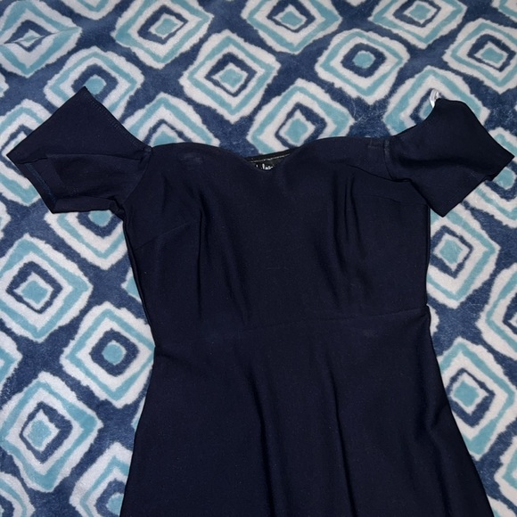 Slip into the Lulus How Much I Care Midnight Blue Off-the-Shoulder Midi Dress - Picture 5 of 8